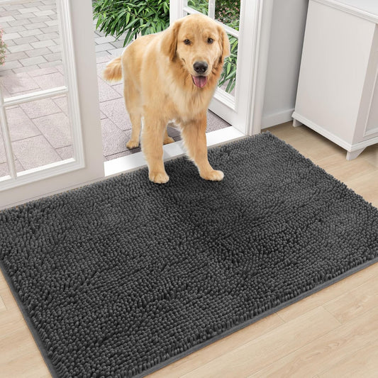 Amyracel Dirt Trapping Door Mat, 36" x 48" Large Absorbent Dog Door Mat for Muddy Paws, Quick Dry Non Slip Chenille Mud Mat for Dogs, Machine Washable Entry Indoor Entryway Rug for Inside Floor