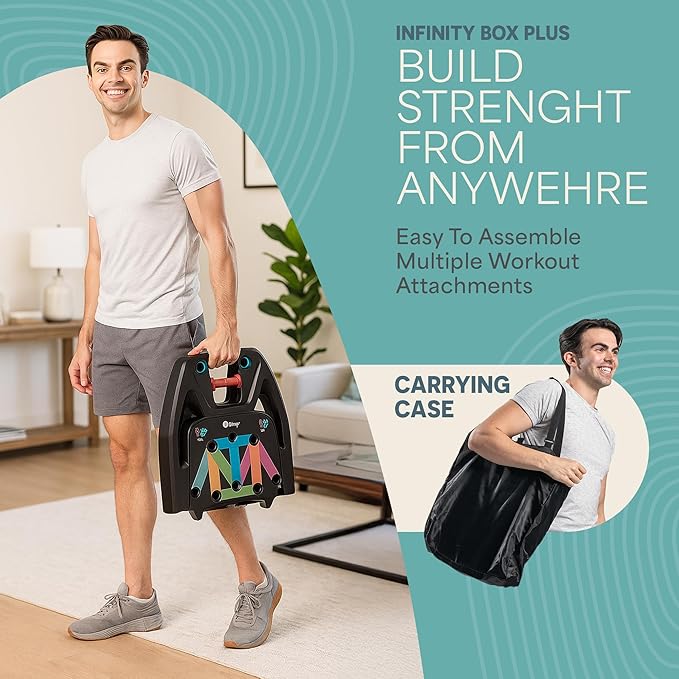 Lifepro Portable Home Gym with Push Up Training Board for Full Body Workouts Push Up Rack Board with 4 Resistance Bands - Home Workout kit Platform for Home Workouts