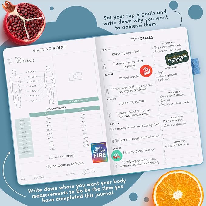 Clever Fox Wellness Planner - Weekly & Daily Health and Wellness Log, Food Journal & Meal Planner Diary for Calorie Counting, Notebook for Medical Condition Tracking, A5-Sized - Light Blue