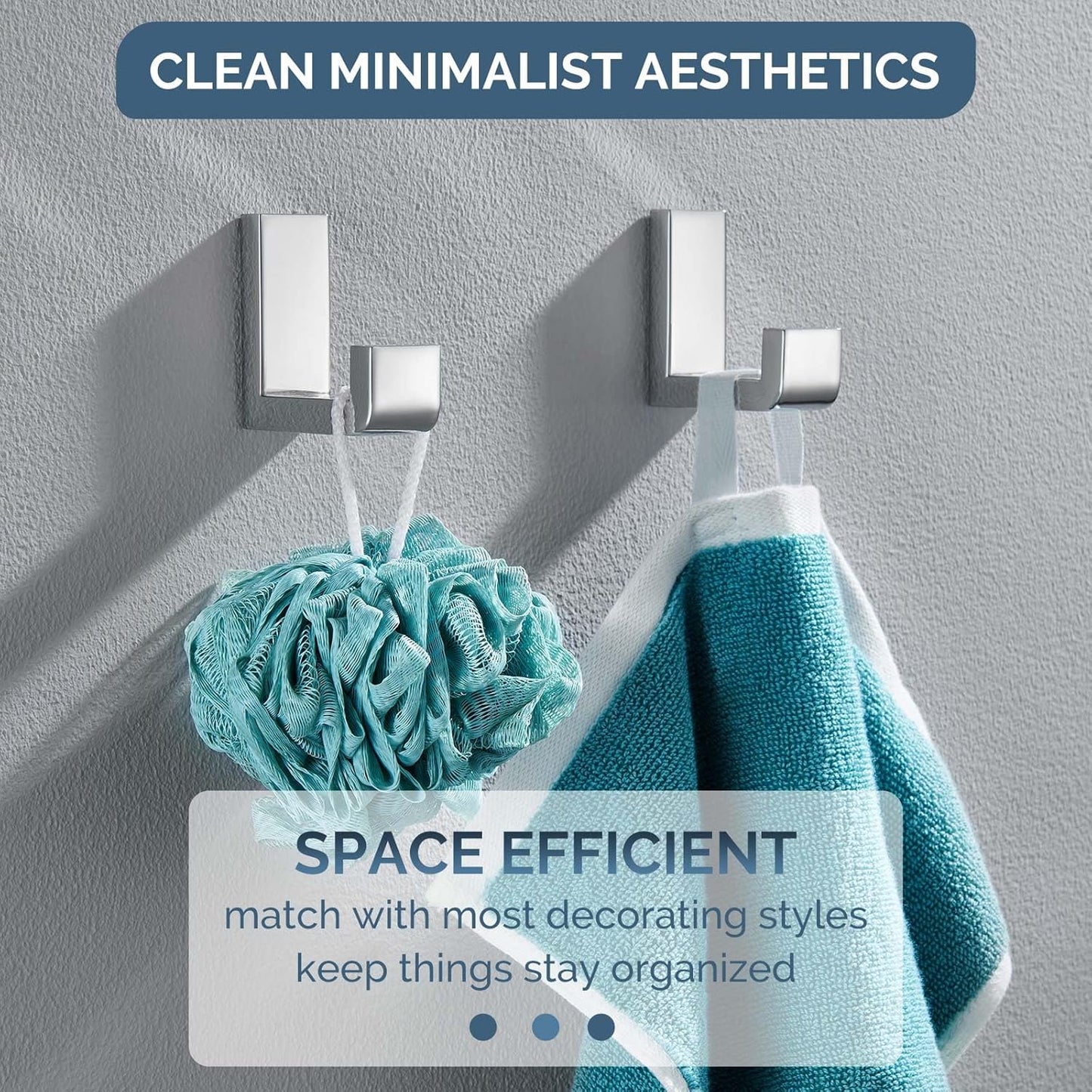 Angle Simple Towel Hooks, SUS 304 Stainless Steel Robe Coat Hooks for Bathroom Wall, Polished Chrome, 2 Pack