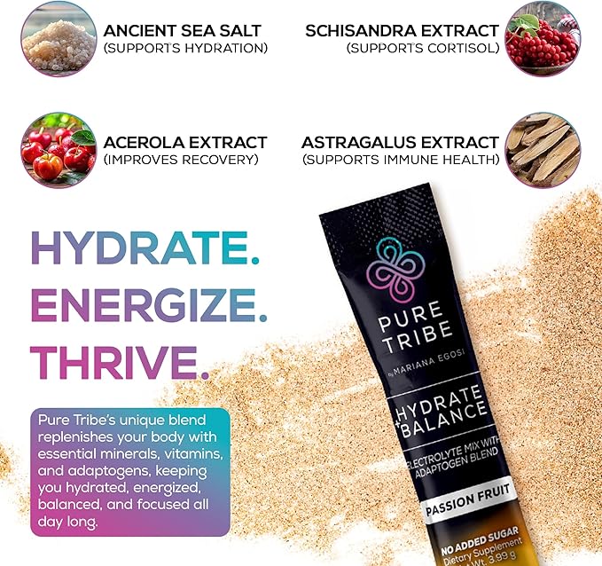 Electrolytes Powder Packets - Sugar Free Hydration Powder Drink Mix Loaded with 6 B Vitamins & Minerals - Energy Drink for Muscle and Mood Support - Passion Fruit Flavor - 30 Servings