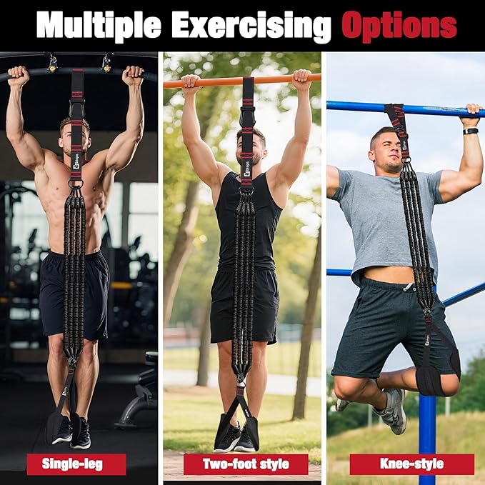 Pull Up Assistance Bands,Up to 300 lbs Assistance,Adjustable Heavy Duty 4 Resistance Bands for Pull up, with Feet/Knee Rest, Handle and Door Anchor for Home Gym Fitness Exercise Strength Training