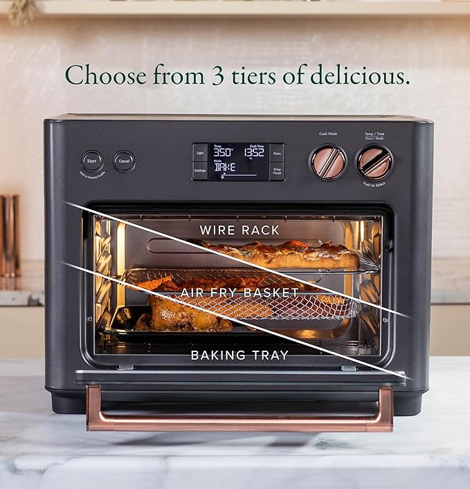 Café Couture Oven with 14 essential cooking modes, including Air Fry, CrispFinish, Bake, Broil, Roast, Toast, Pizza, WiFi & Smart Connected, Voice Control, Countertop Small Appliances, Matte Black