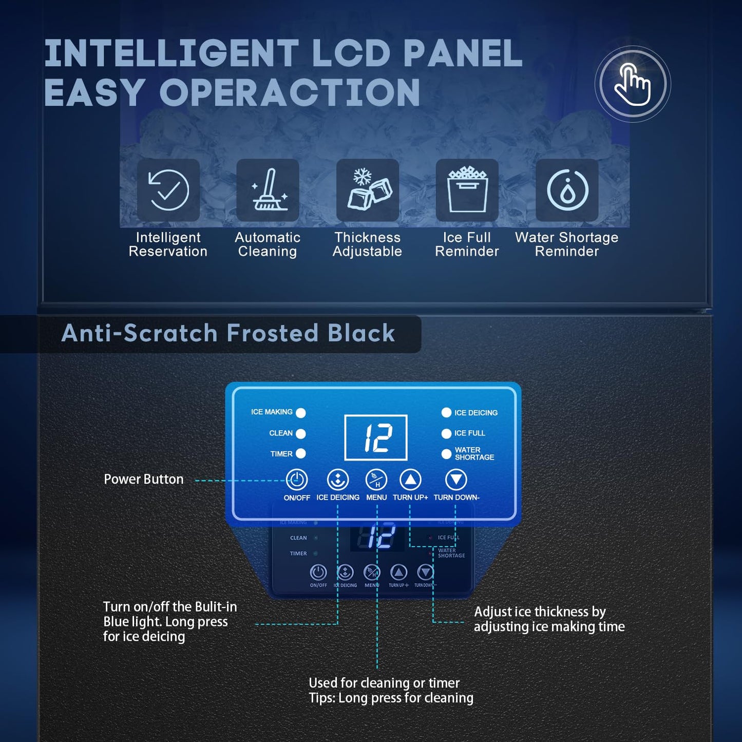 Commercial Ice Maker, 160Lbs/24H with 35Lbs Ice Capacity, 63Pcs Clear Ice Cubes per Round in 11-20Mins, 15inch Stainless Steel Under Counter Freestanding Ice Machine Maker for Home Bar Outdoor