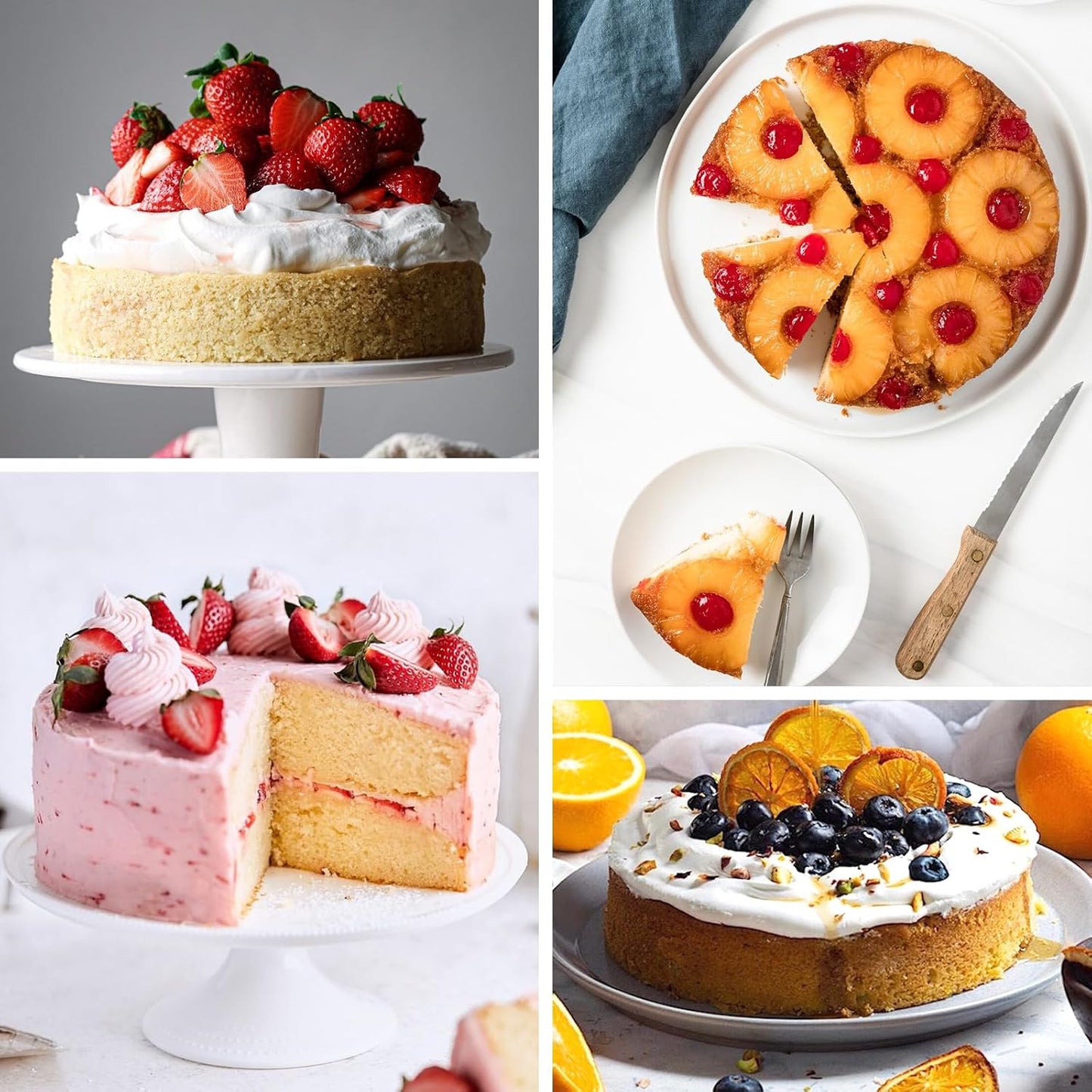 HUAKENER 8 Inch Cake Pan - Set of 3 Round Cake Pans with 100 Pieces Parchment Paper, Non-stick Cake Baking Pans, Dishwasher Safe