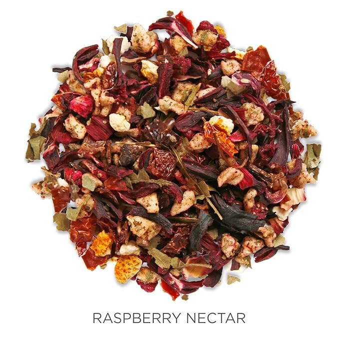Tea Forte Raspberry Nectar Premium Organic Loose Leaf Caffeine-Free Herbal Tea Blend Canister, Makes 35-50 Cups