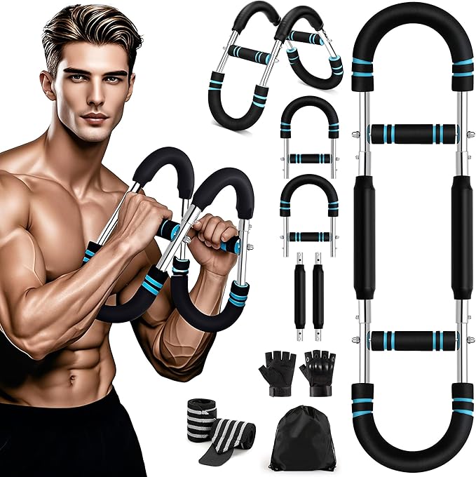 Twister Arm Trainer,40-100lb Adjustable Power Twister Bar with Fingerless Tactical Gloves, Strap Wrist Brace, Drawstring Backpack, Portable Detachable Body Fitness Equipment for Home & Gym