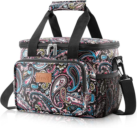 Lifewit Medium Lunch Bag Insulated Lunch Box Soft Cooler Cooling Tote for Adult Men Women, Paisley 12-Can (9L)