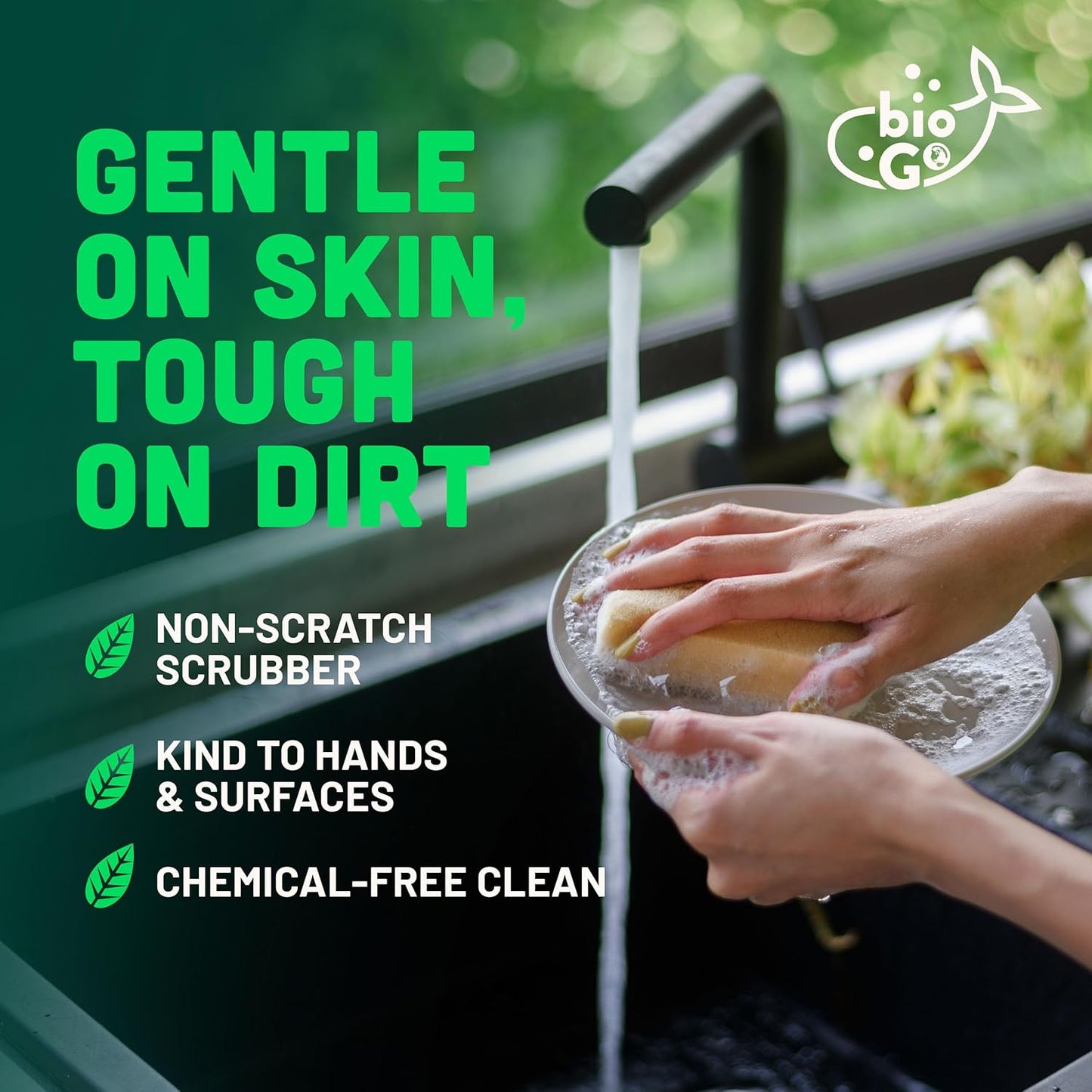 bioGo 12 Pack Biodegradable Kitchen Sponges - Eco-Friendly, Compostable, Natural Cellulose Dish - Compostable - Biodegradable - Cellulose Sponge