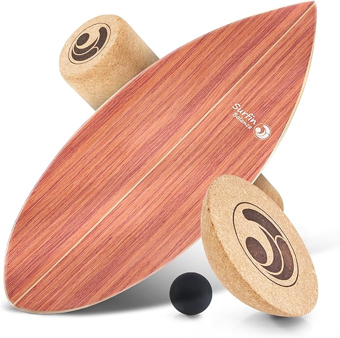Board - unique board incl. corc roller, corc hemisphere and balance ball - surf balance board - balance training - balance board kids - balance board wood
