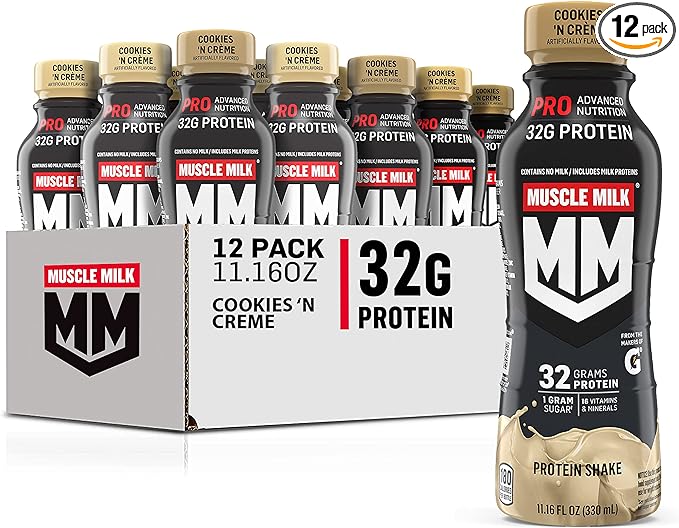 Muscle Milk Pro Series Shake, Cookies 'n Creme, 11.16 Fl Oz Bottles (Pack of 12)