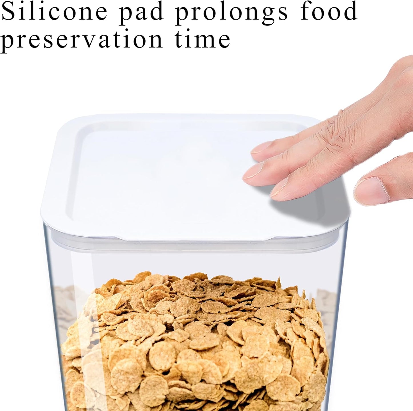 Cereal Dispenser Countertop, 5L Cereal Containers Storage Dispenser for Pantry, Large Dry Food Cereal Dispenser, Not Easy to Crush Cereal, Can Hold Oatmeal, Candy, Snack, Grain, Pet Food (White, 3Pc)