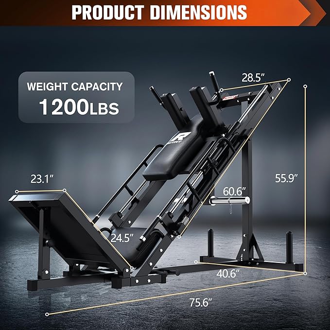 RitFit Adjustable Leg Press and Hack Squat Machine with Weight Plate Set, Professional Home Gym Equipment with Linear Bearings, Specialized for Complete Lower Body Workouts and Weight Storage Posts