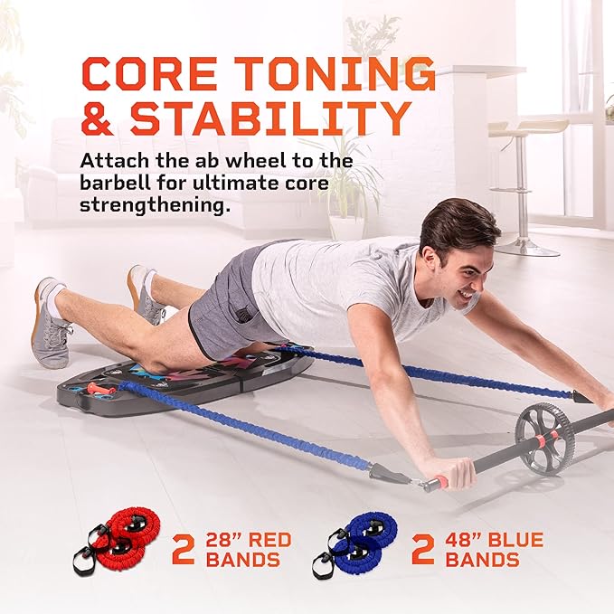 Lifepro Portable Home Gym with Push Up Training Board for Full Body Workouts Push Up Rack Board with 4 Resistance Bands - Home Workout kit Platform for Home Workouts