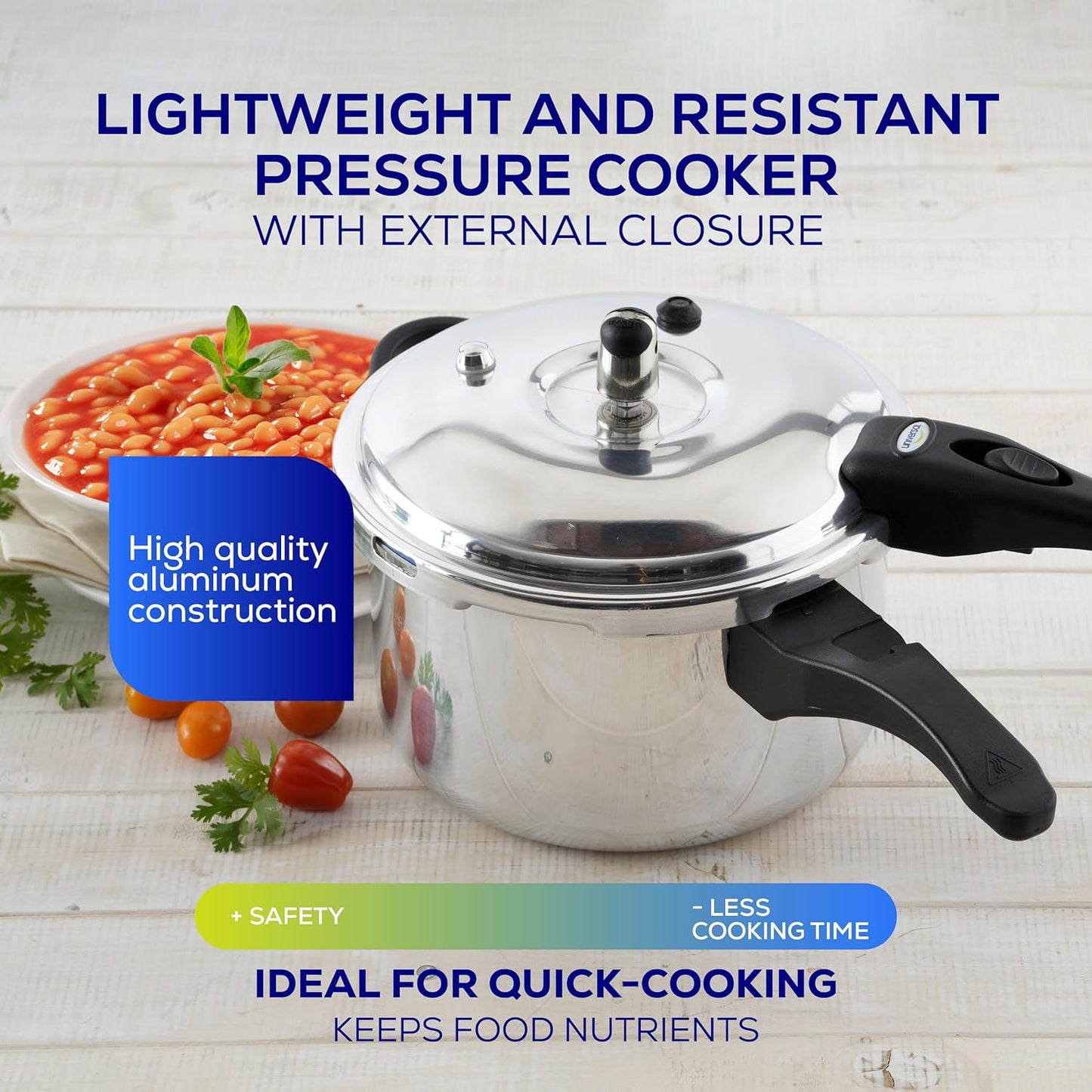 Universal (4.75 Quart / 4.5 Liter) Anti-Rust Ultra Pressure Cooker, Aluminum Pressure Cooker for 5 Servings, Even Heat Distribution, Diameter 9.4 inches, Height 8 inches
