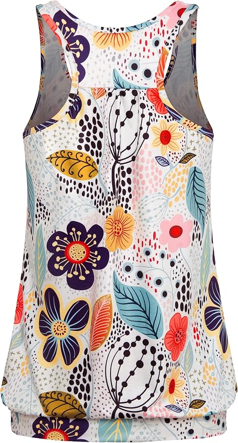 Miusey Womens Sleeveless Round Neck Loose Fit Racerback Yoga Tank Top