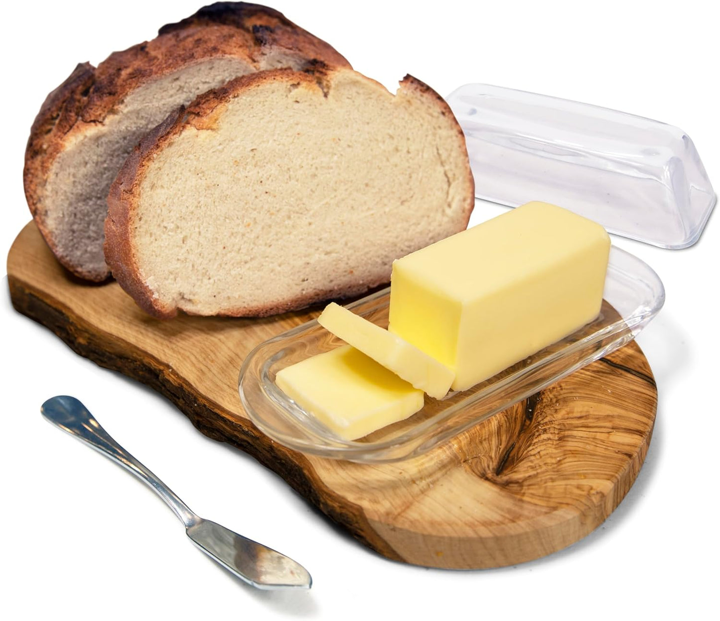 Kangaroo Decorative Clear Glass Butter Dish with Lid for Countertop & Refrigerator - Crystal Covered Butter Tray Storage Container Holder for Counter & Fridge - Best Small Dish Flip Top Lid BPA FREE