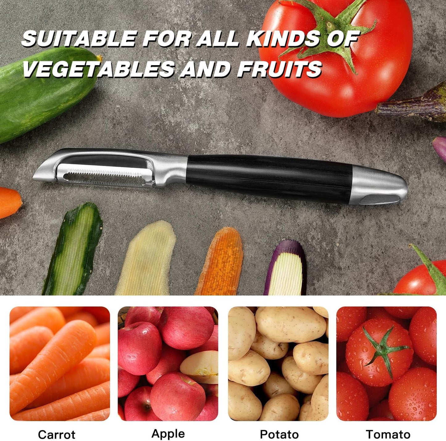 304 Stainless Steel Multi-Function Kitchen Peeler - With Solid Wood Handle, Sharp Durable Blade, Effortlessly Peels Vegetables and Fruits, Essential Kitchen Tool（ Type I）