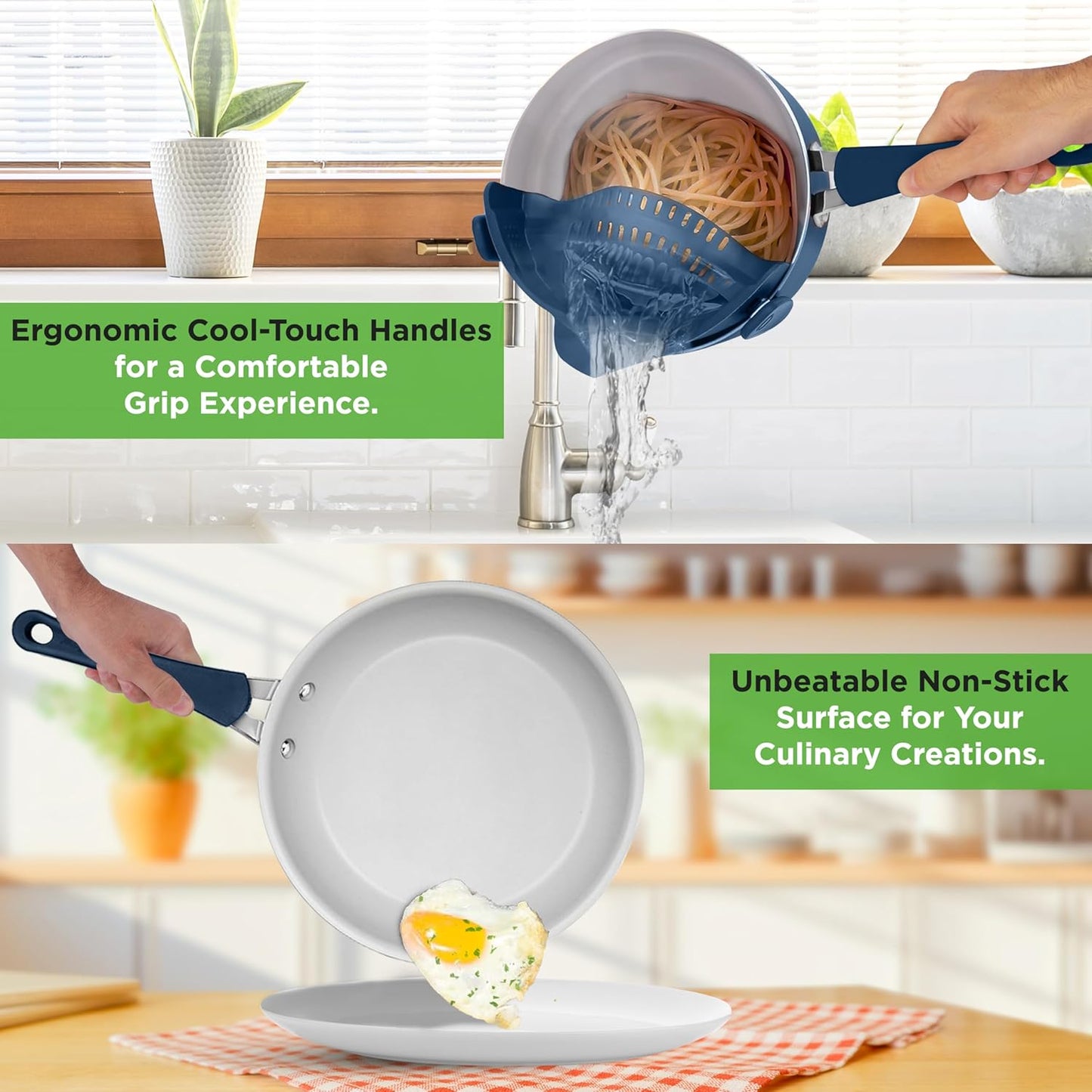 NutriChef Professional 20 Pc Kitchen Set in Navy Blue - Durable Non-Stick Pots and Pans with Bakeware, Compatible with Any Cooktop, Easy Clean