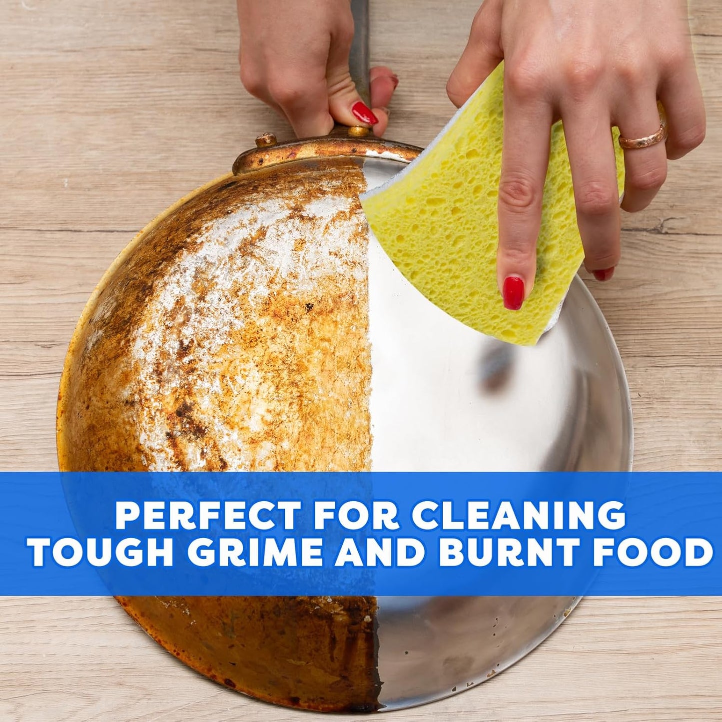 SCRUBIT Non-Scratch Cellulose Scrub Sponge - Soft and Easy Grip - Kitchen Sponges for Cleaning - 16-Pack Dual Sided Scrubby Sponges for Pots, Pans, Kitchen, and More