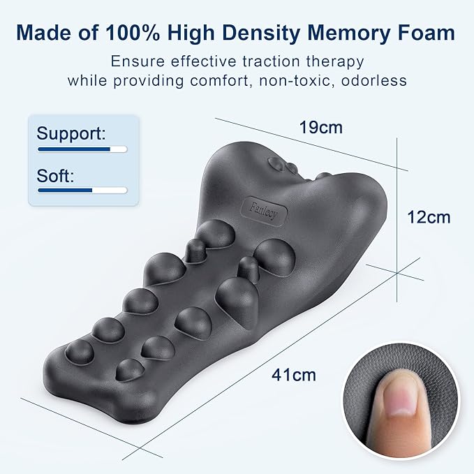 Neck and Shoulder Relaxer with Upper Back Massage Point, Cervical Traction Device Neck Stretcher for TMJ Pain Relief and Cervical Spine Alignment Chiropractic Pillow (Grey)