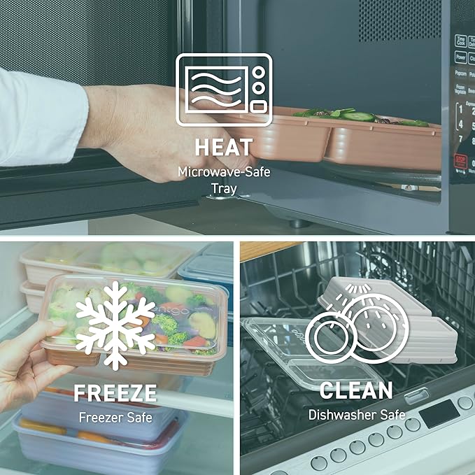 Bentgo 20-Piece Lightweight, Durable, Reusable BPA-Free 2-Compartment Containers - Microwave, Freezer, Dishwasher Safe - Mint