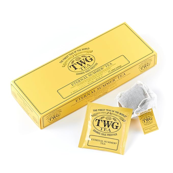 TWG Tea | Eternal Summer Tea | Rooibos Tea | Flowers & Redcurrant | 15 Hand Sewn Cotton Teabags | Gift Set