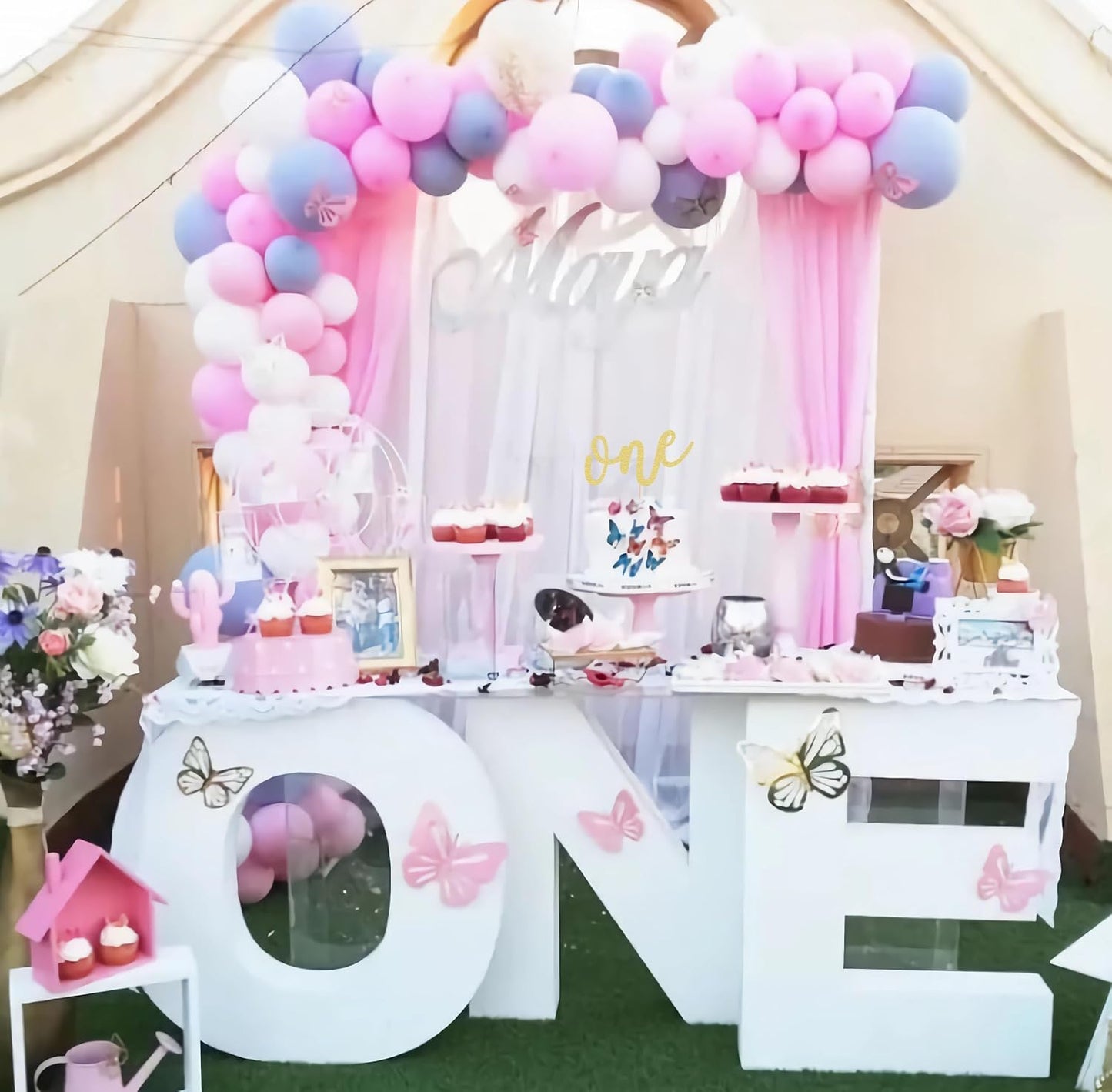 First Birthday Cake Topper - Gold Glitter One Cake Decorating Supplies for Girls and Boys, Perfect for Baby Shower/Gender Revealing Party/Baby Party Photo Booth Props