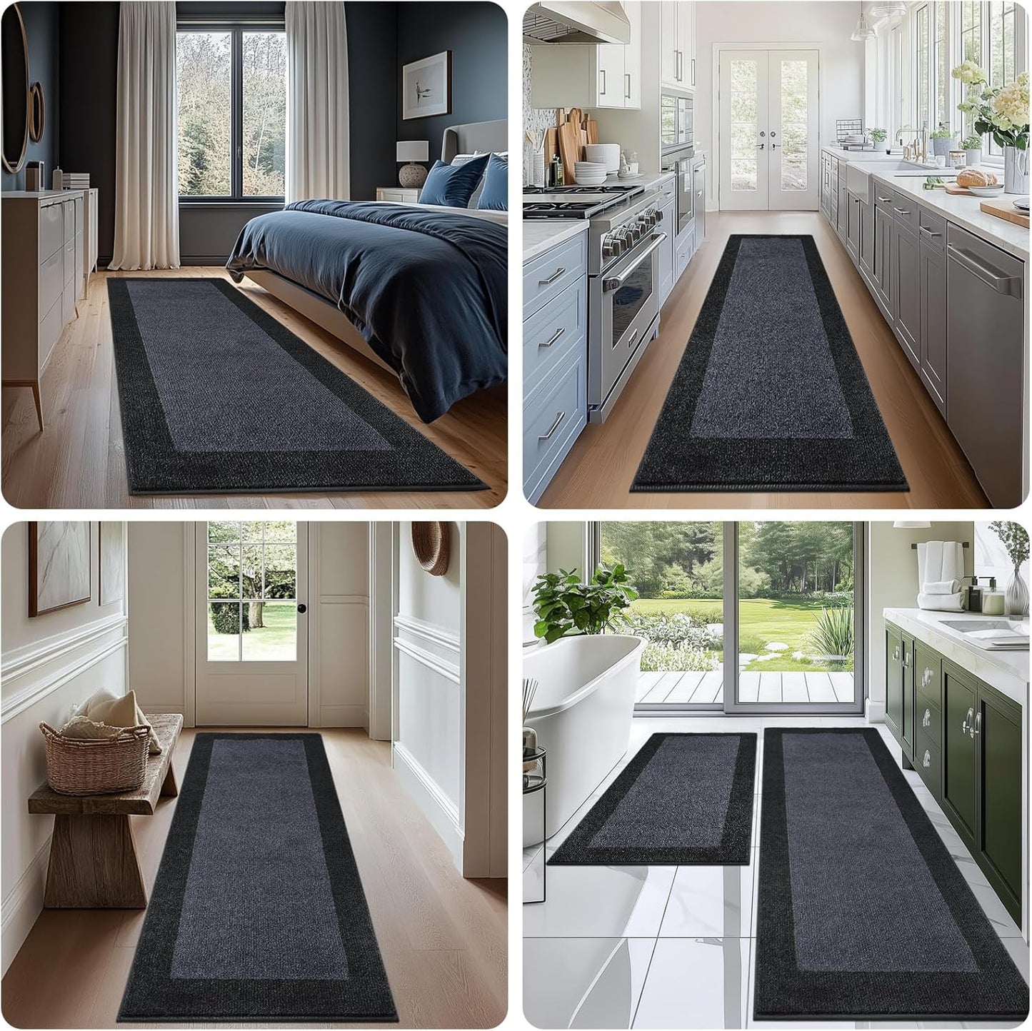 Machine Washable Kitchen Rug 32" x 72", Non Slip Indoor Door Rug, Absorbent Entrance Runner Rug for Bedroom, Hallway, Bathroom, Floor (Roll Packing)