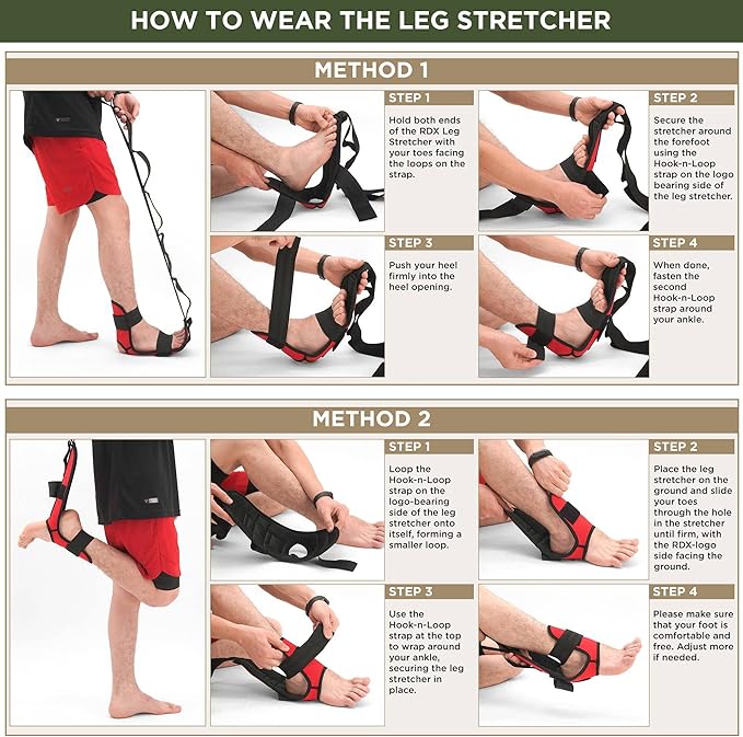 RDX Yoga Stretching Strap, Ankle Ligament Stretcher Belt with Loops Ligament Stretch Band, Fitness Leg Stretcher for Plantar Fasciitis, Foot Stretch Assist for Hamstring, Flexibility Exercise