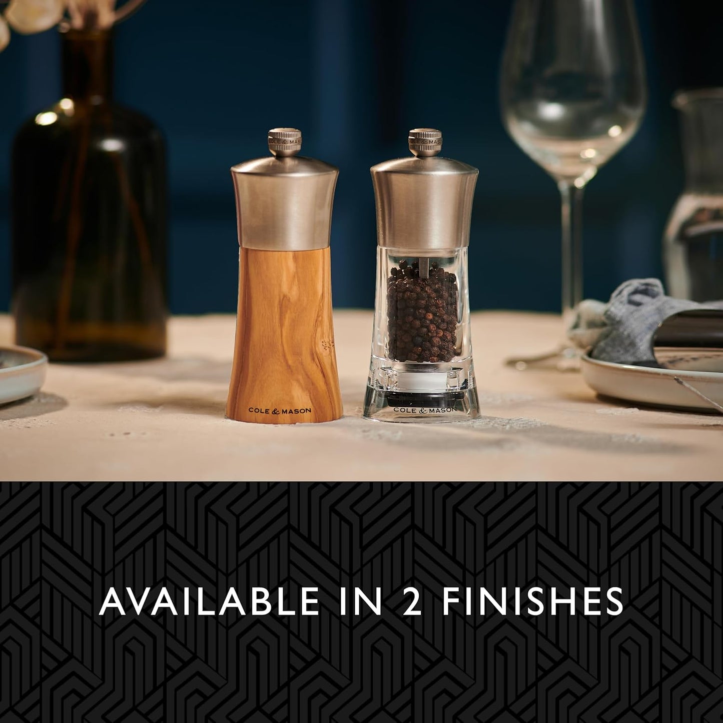 Cole & Mason Bromley Pepper Mill, 6" - Pepper Grinder with Ultra-Sharp Grinding Mechanism - Flavor-Enhancing Pepper Shaker - Refillable Mill with Adjustable Grinding - Olive Wood, Pepper Mill