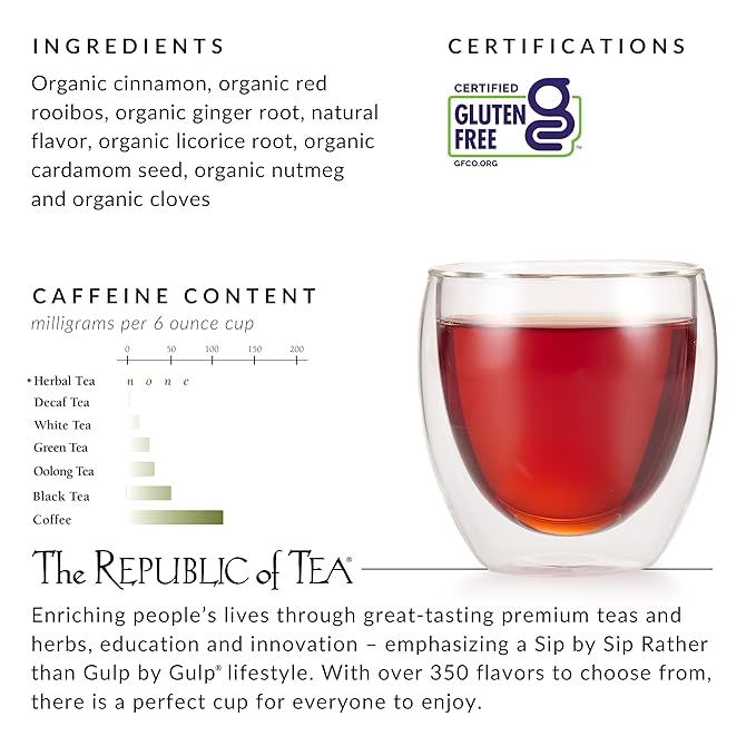 The Republic of Tea - Apple Pie Chai Herbal Tea, 36 Tea Bags