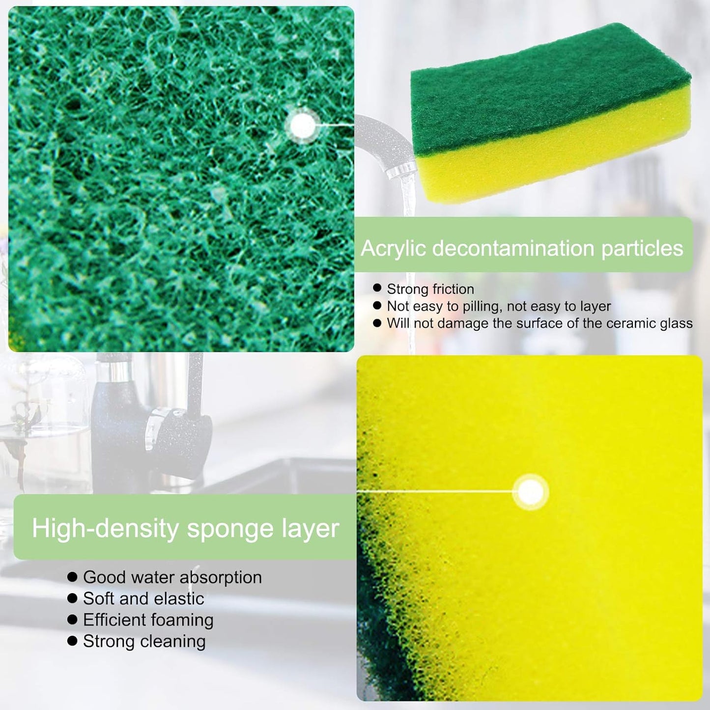 30 Pack Sponge Individually Wrapped, Non Scratch Scrouing Sponges for Household Cleaning, Dishes, Kitchen, Apartment, Car, Bike