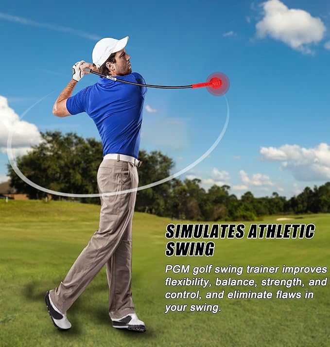 PGM Golf Swing Trainer Aid -2.0 Golf Swing Training Aid Golf Practice Warm-Up Stick for Strength Flexibility and Tempo Training -Suit for Practice Chipping Hitting Golf Accessories for Men and Women