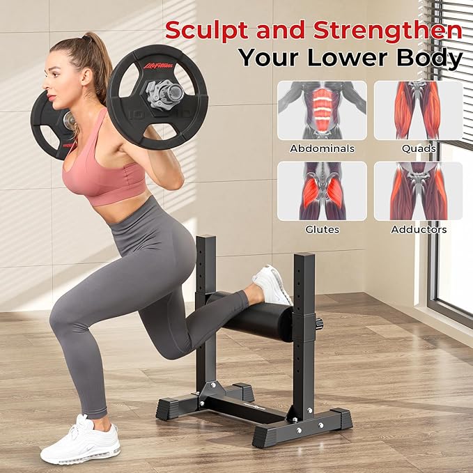 BODYRHYTHM Bulgarian Split Squat Stand, Single Leg Squat Roller Stand with 9 Adjustable Roller Heights for Squats, Leg Lunges, Lower Body Training.