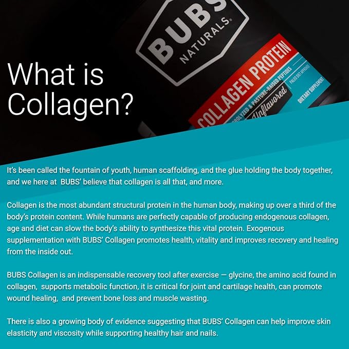 BUBS Naturals Unflavored Collagen Peptides Powder - Best Proteins for Joints & Skin - Pasture Raised Grass Fed - Paleo & Keto Friendly, Whole30 Approved, Non-GMO, Dairy & Gluten Free (20 Stick Packs)