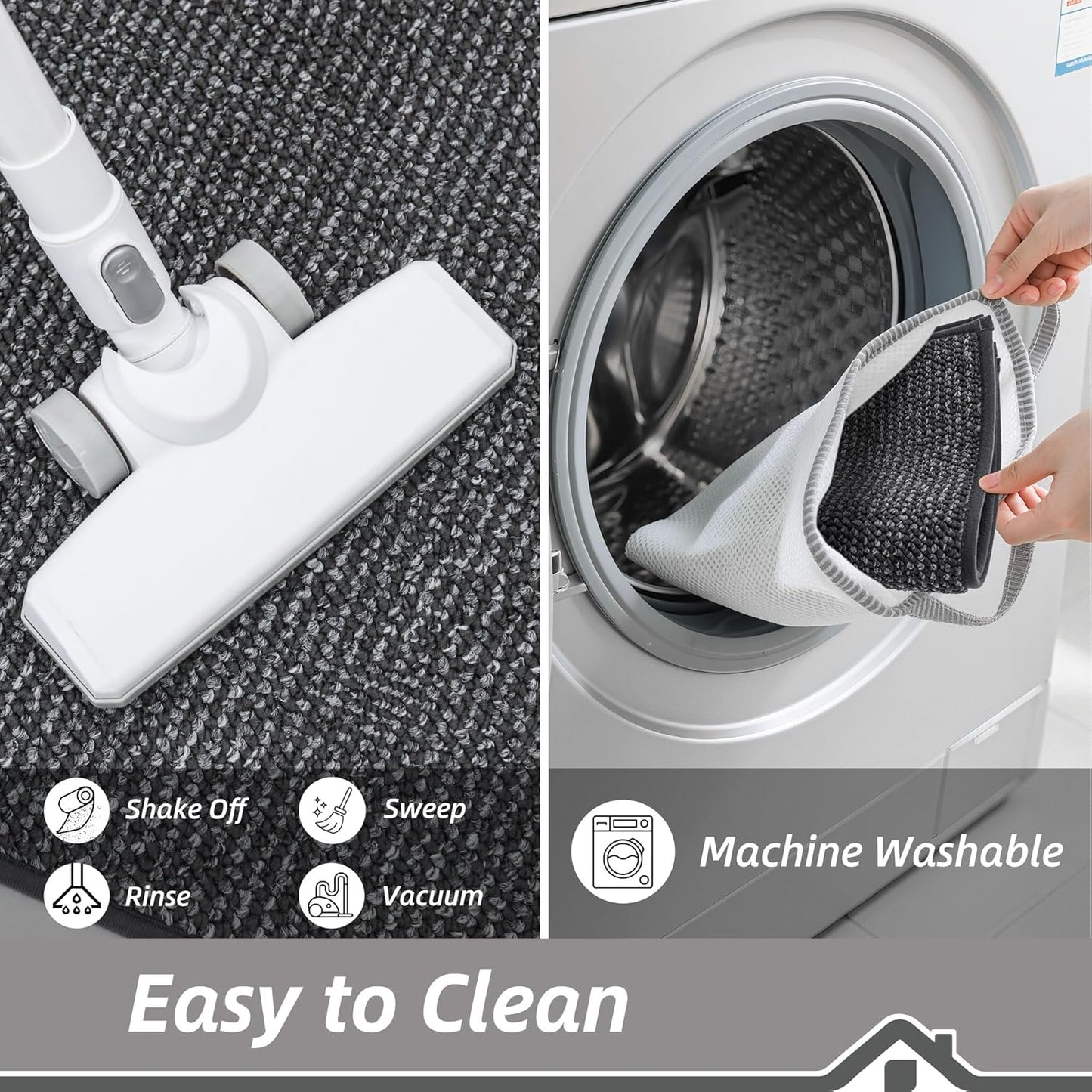 BEQHAUSE Kitchen Rugs 20"x32", Non-Slip Kitchen Mats for Floor, Super Absorbent and Stain Resistant Kitchen Rugs, Machine Washable Rugs for Kitchen, Hallway, Laundry & Sink, Charcoal