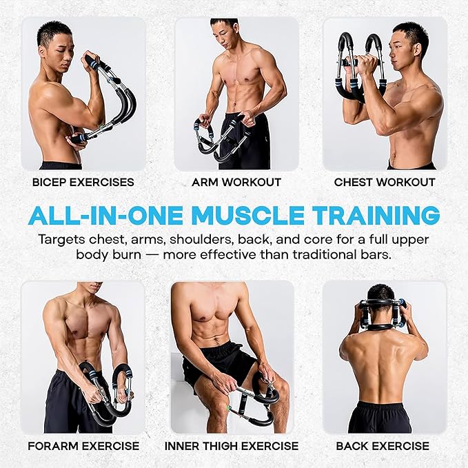 Twister Arm Trainer, 40-100lbs Adjustable Power Twister Bar for Men and Women, Chest Exerciser Forearm Strengthener for Upper Body Fitness Training, Portable Spring Resistance Exercise Equipment