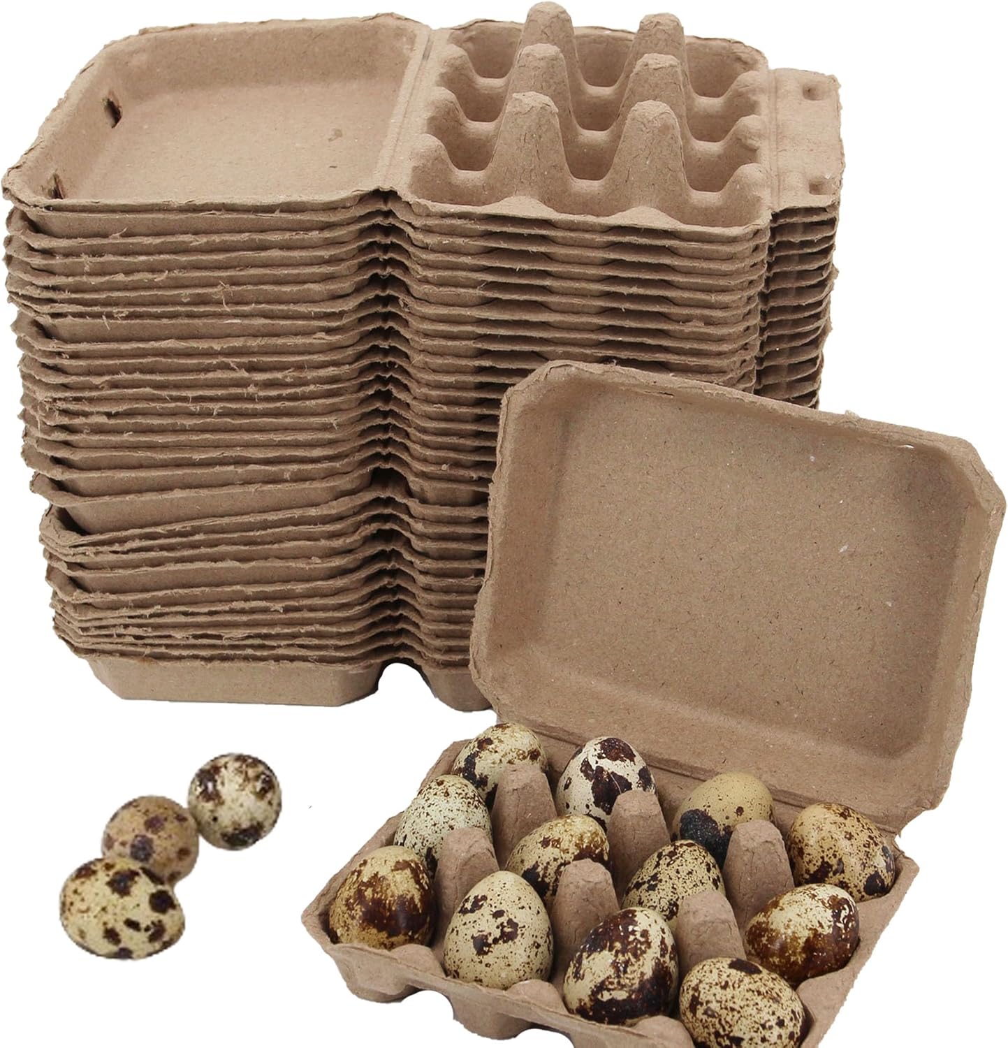 30 Pcs Quail Egg Cartons Paper Pulp Egg Basket,A Dozen Blank Eggs Container Quail Egg Holder Container Reusable Egg Storage Tray for Home Kitchen Refrigerator Farmhouse (3 x 4 Square)