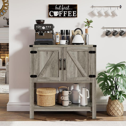 Console Table with 2-Door Cabinet Coffee Bar Cabinet Sofa Table,Entryway Table with Storage, Farmhouse Buffet Sideboard (Grey)