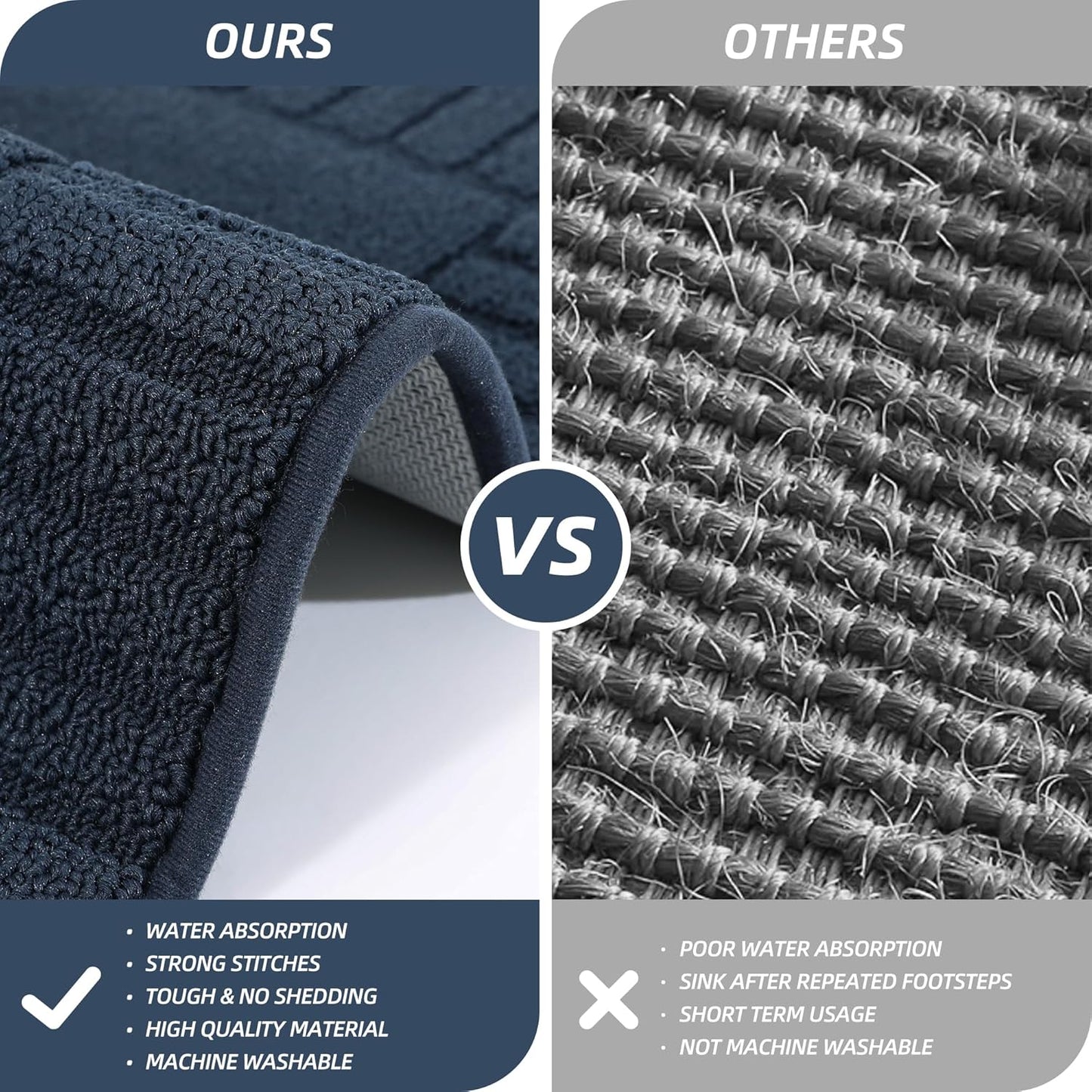 BEQHAUSE-Kitchen-Rugs-and-Mats Non Slip Kitchen Runner Rug Absorbent Kitchen Mats for Floor Machine Washable Kitchen Floor Mat,Navy Blue 24”x60”