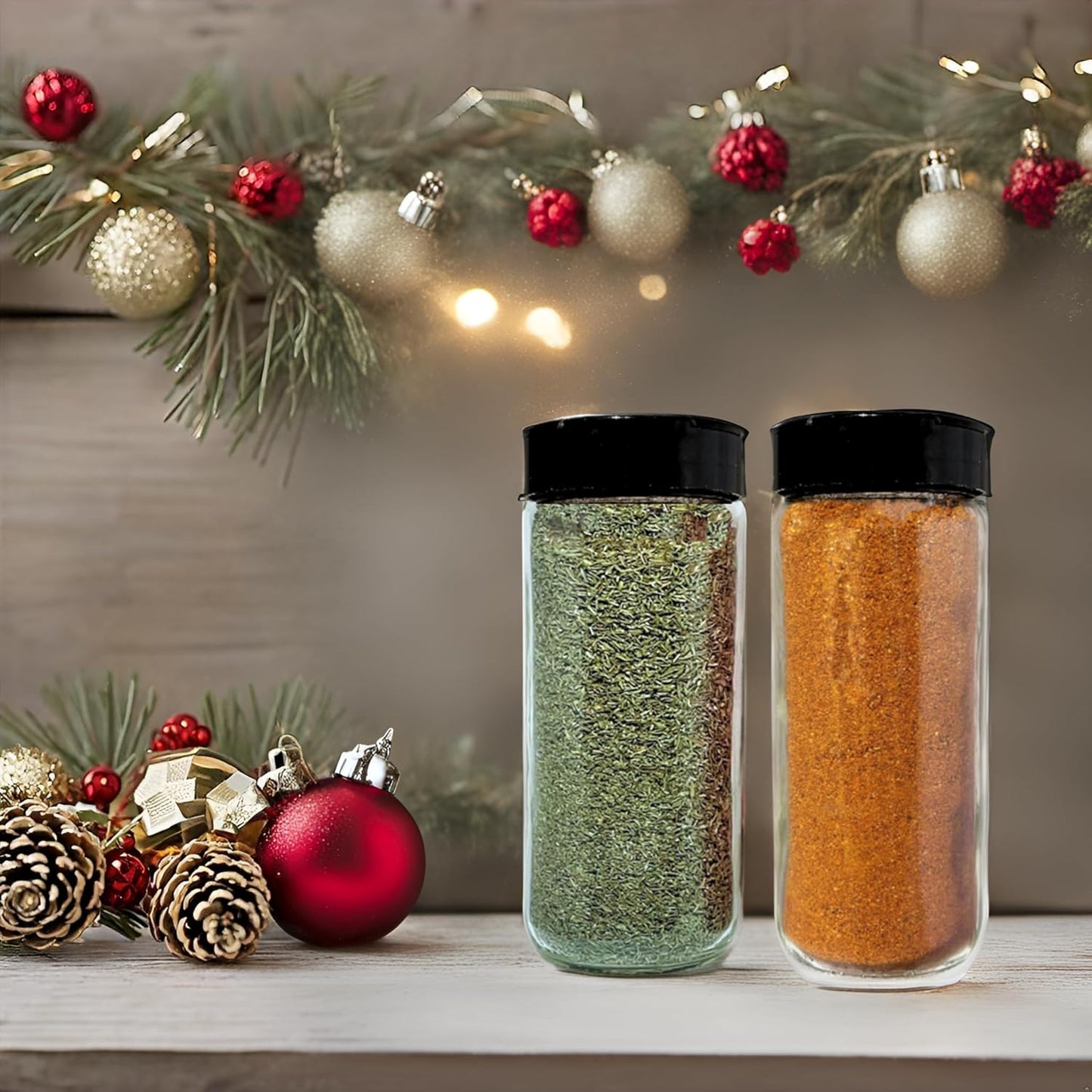 JARMING COLLECTIONS 16oz Glass Spice Shakers with Lids – Set of 3 Large Seasoning Containers with Shaker Tops for Kitchen, Pantry & Herb Storage (3 pack)