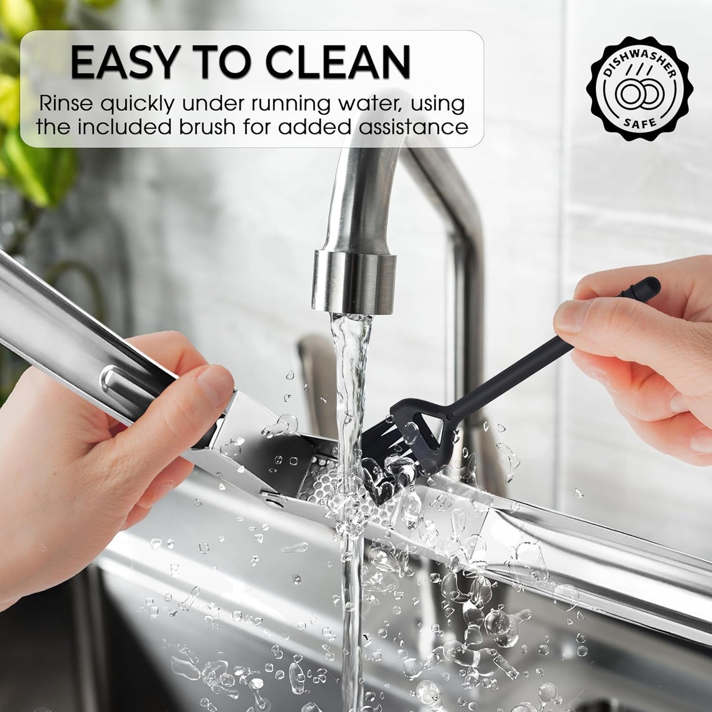 Garlic Press Stainless Steel - No Need to Peel Garlic Mincer & Crusher - 304 Inox, 7.34 Oz, Large Trough - Ergonomic Handle, Easy to Clean, Dishwasher Safe (2 Years Warranty) (Blue)