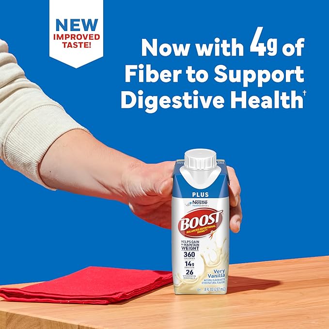 BOOST Plus Nutritional Drink, Very Vanilla, 8 fl oz (Pack of 24)