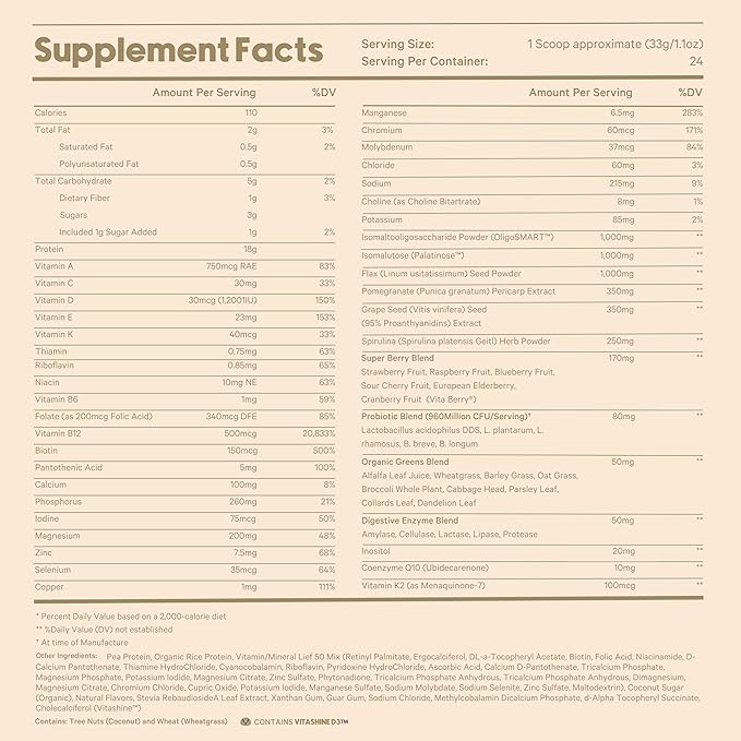 LyfeFuel All-in-One Essentials Nutrition Shake | Complete Meal Replacement Powder | 50+ Superfood Blend, 18g Plant- Based Protein - Vanilla, 24 Servings