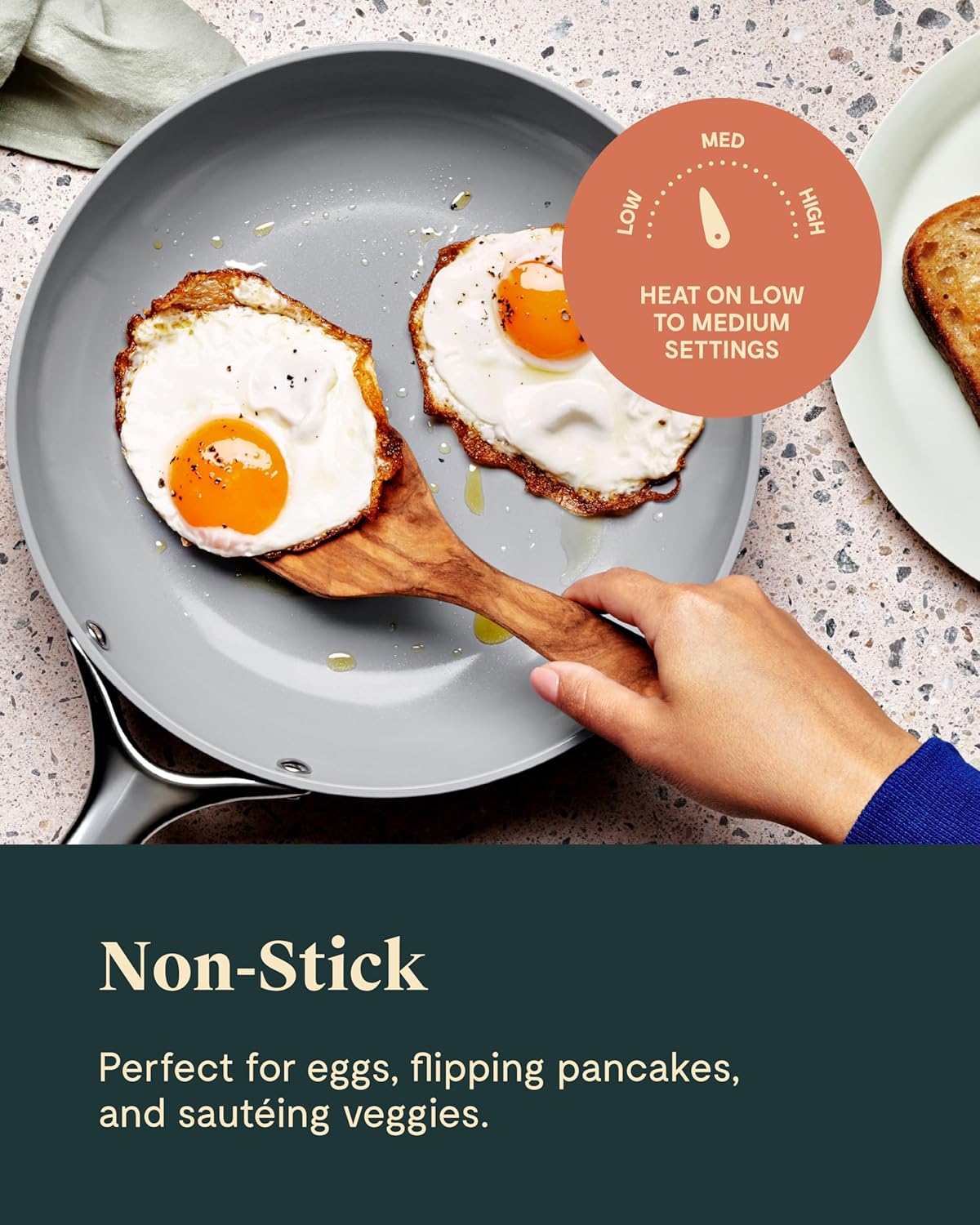 Caraway Nonstick Ceramic Frying Pan With Glass Lid (2.7 qt, 10.5") - Non Toxic, PTFE & PFOA Free - Oven Safe & Compatible with All Stovetops (Gas, Electric & Induction) - Perracotta