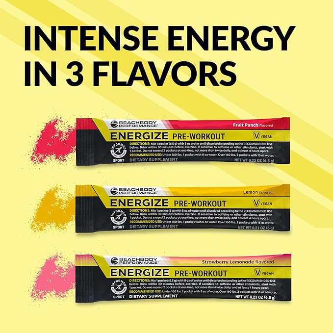 BODi Energize Pre Workout Powder - Beta-Alanine, Quercetin & Low-Dose Caffeine Formula for Enhanced Energy & Focus, Increase Energy & Endurance Supplement, Fruit Punch, 20 Sticks
