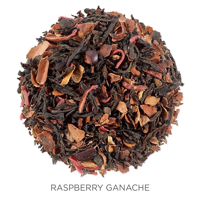 Tea Forte Raspberry Ganache Premium Organic Loose Leaf Caffeinated Black Tea Blend Canister, Makes 35-50 Cups