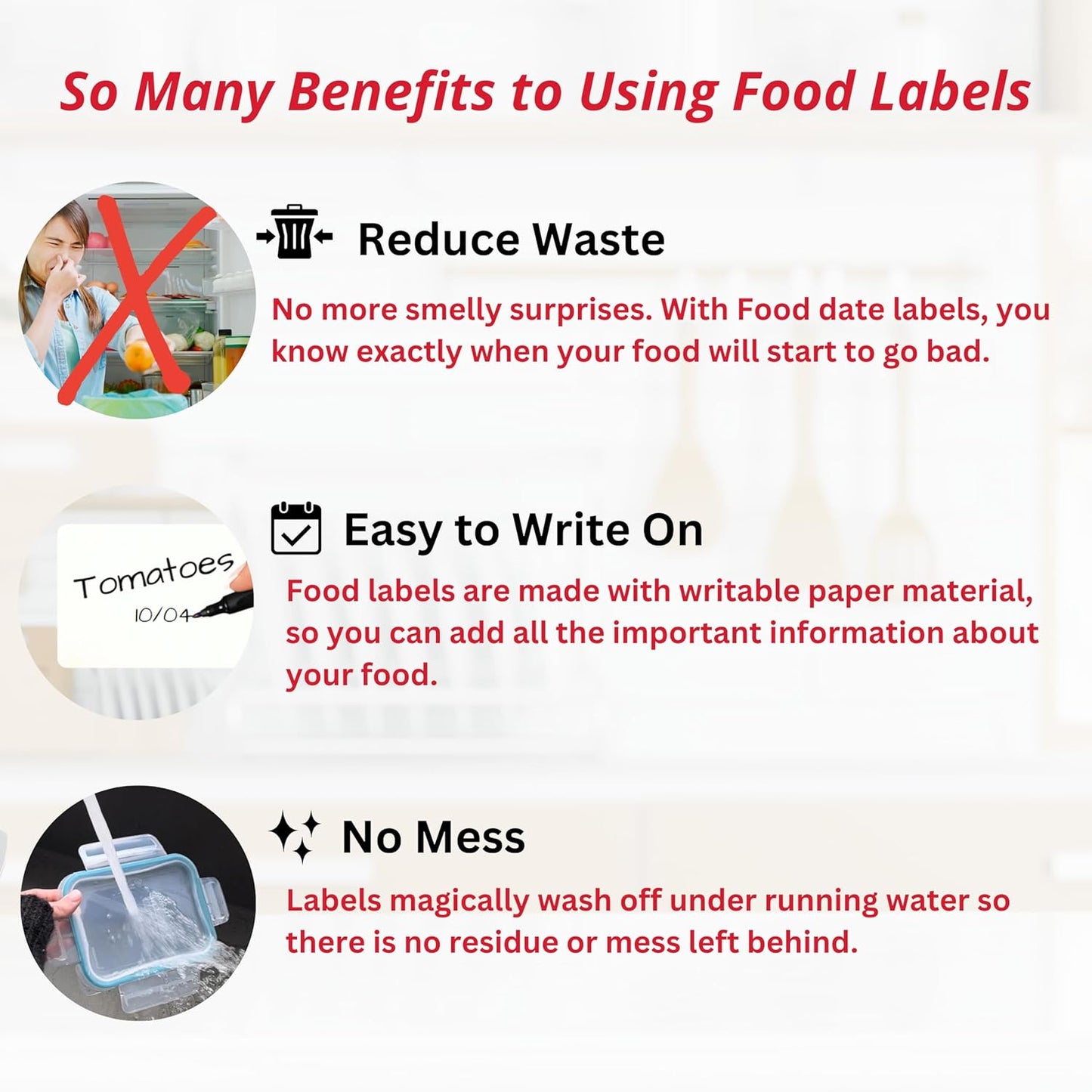 2x3 Dissolvable Food Labels, 250 Label Stickers, Bottle Labels for Storage Bins, Sticker Labels for Food containers, (250, Blank)