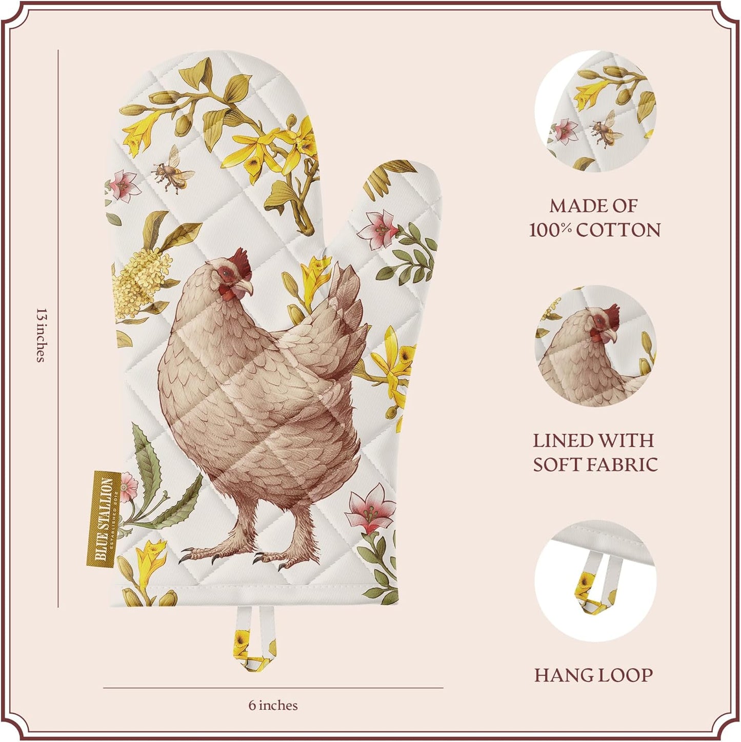 Chicken & Bee Farm Fresh Floral Oven Mitts